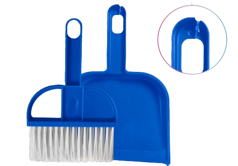 MOP KIT 2PÇ PÁ E ESCOVA 20 CM CABO PLÁSTICO C/ FURO CLEAN TECH