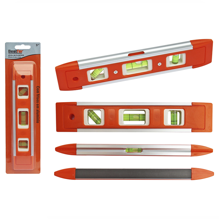 NIVEL DE PLASTICO C/FRISOS DE ALUMINIO 23X4CM 9POL BESTFER