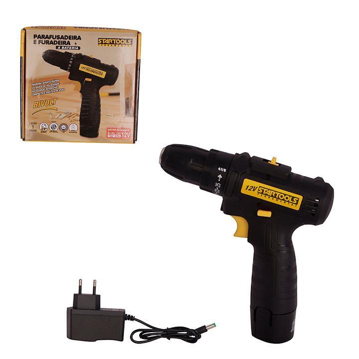 PARAFUSADEIRA E FURADEIRA A BATERIA 12V BIVOLT STARTOOLS