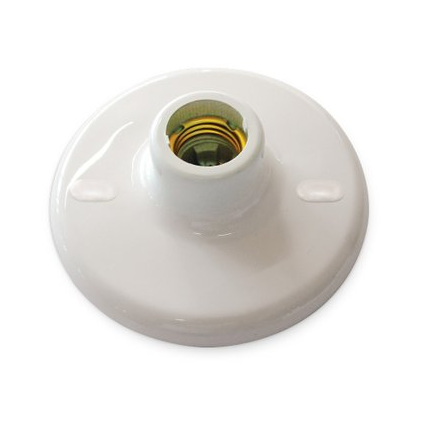 PLAFON BASE PORCELANA E-27 BRANCO CANAA