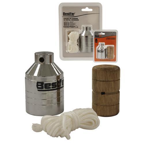 PRUMO DE PAREDE DE ACO CARBONO CROMADO 500G BESTFER