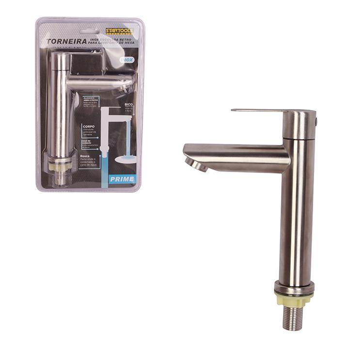 TORNEIRA INOX ESCOVADA RETRO P/LAVATORIO DE MESA STARTOOLS