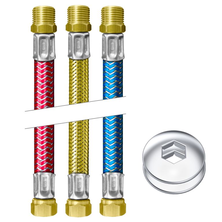 KIT INSTALACAO AQUECEDORES A GAS_FLEXIVEIS (M) 1/2 X (F) 1/2 TOMBAK - 40 CM ROCO