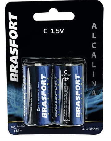PILHA ALCALINA  MEDIA C 1,5V CART.2 BRASFORT