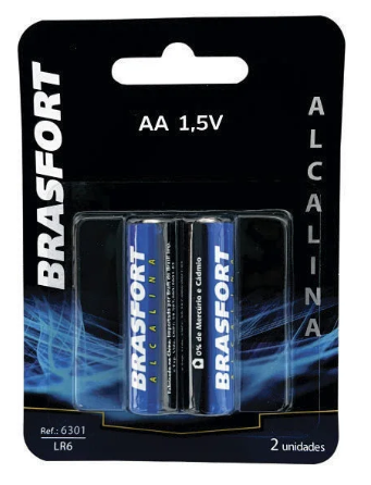 PILHA ALCALINA   PEQUENA AA 1,5V CART.2 BRASFORT