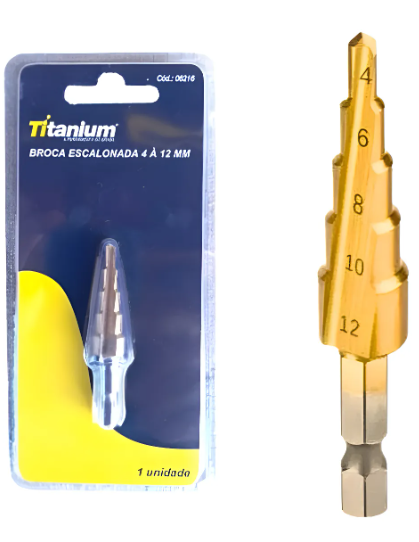 BROCA ESCALONADA CONE DE 4 A 20 MM ACO RAPIDO 0831 IMBATIVEL