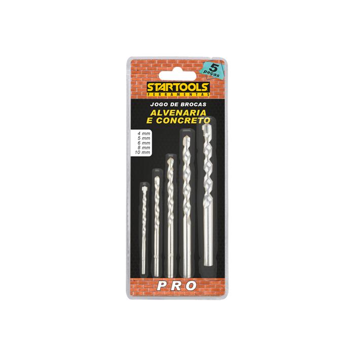 JOGO DE BROCAS CONCRETO COM 5 PÇS 4, 5, 6, 8, 10 MM STARTOOLS