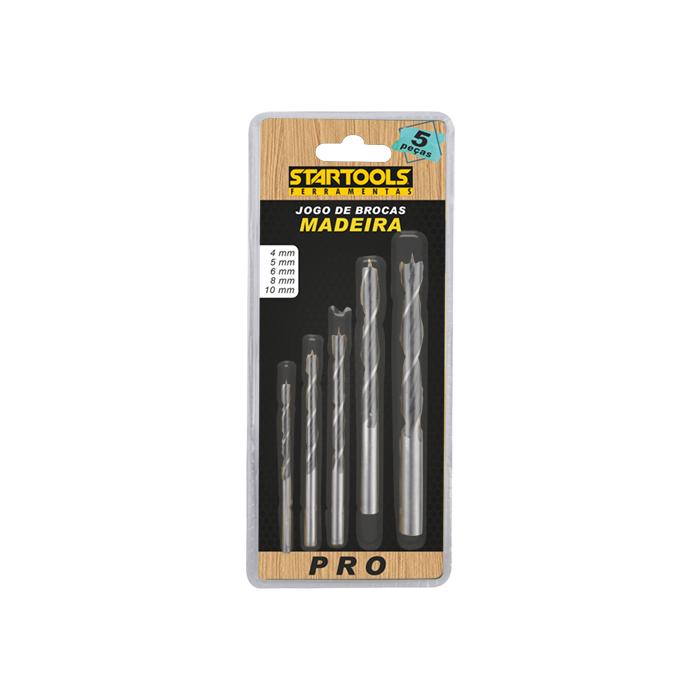 JOGO DE BROCAS MADEIRA COM 5 PÇS 4, 5, 6, 8, 10 MM STARTOOLS