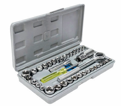 JOGO SOQUETE SEXTAVADO 40 PEÇAS GOLFIELD