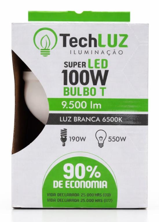 LAMPADA SUPER LED 100W BULBO T E27/E40 TECHLUZ