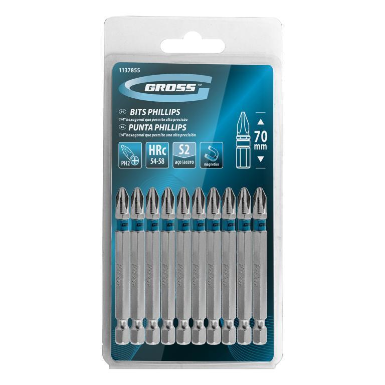 BITS PHILLIPS PH2, ACO RAPIDO 70MM, 10PCS // GROSS