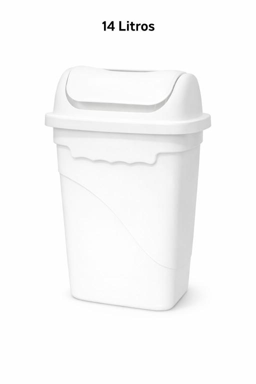 LIXEIRA PLASTICA BRANCA BASICA 14L PLASVALE