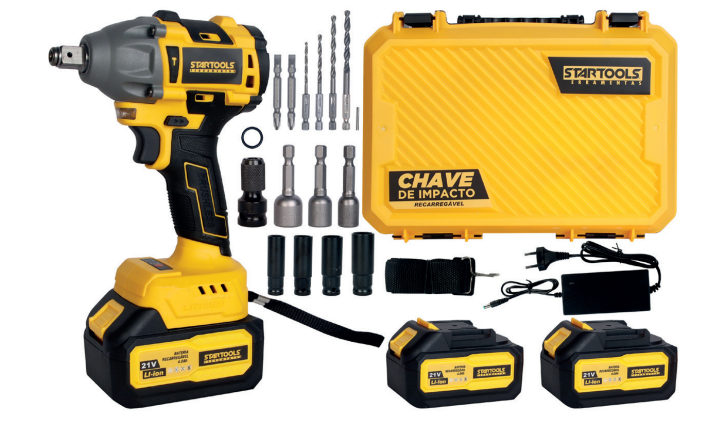 CHAVE DE IMPACTO RECARREGAVEL 21V 2 VELOCIDADES BRUSHLESS STARTOOLS