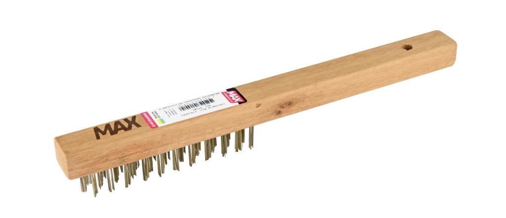 ESCOVA DE ACO MADEIRA COM CABO 3 FILEIRAS ECO MAX