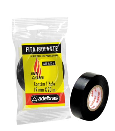 FITA ISOLANTE ANTICHAMA FLOW PACK 19MM X 10M - PRETA ADELBRAS
