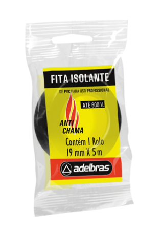 FITA ISOLANTE ANTICHAMA FLOW PACK 19MM X 5M  PRETA ADELBRAS