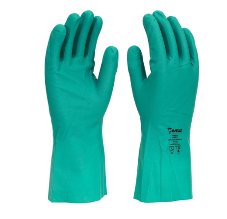 LUVA DE NITRILA VERDE FORRADA (TAM P) IMBAT