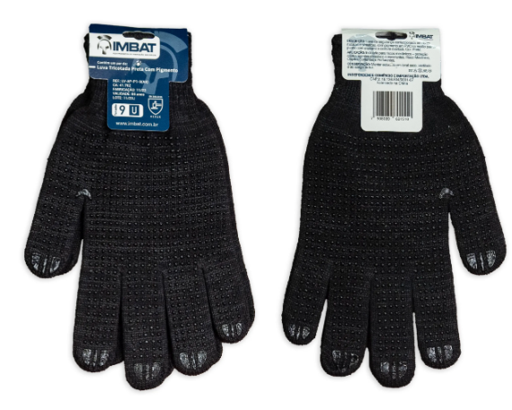 LUVA TRICOTADA PRETA LEVE (TAM M) IMBAT