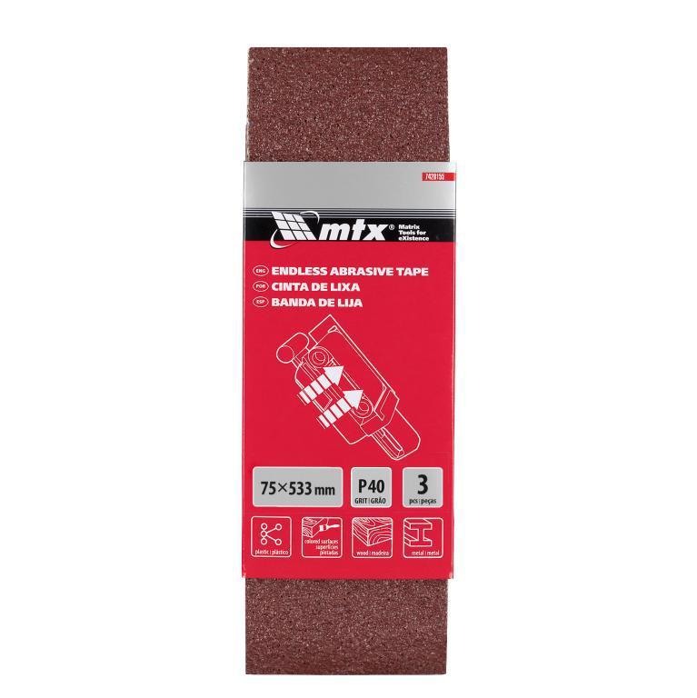 CINTA DE LIXA, GRAO 40, 533X75MM, 3PCS // MTX