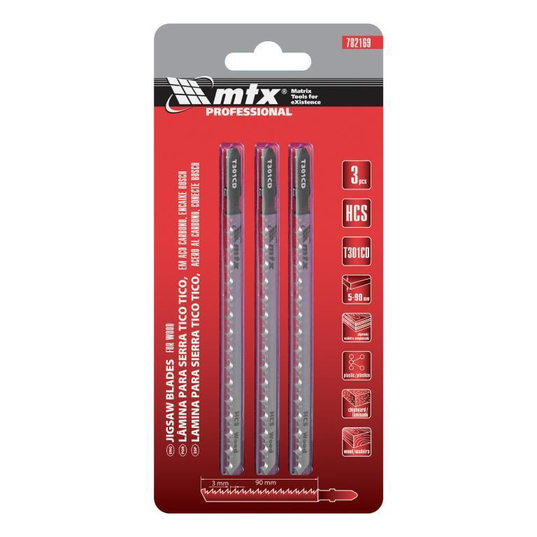 LAMINA PARA SERRA TICO-TICO, ACO CARBONO, ENCAIXE BOSCH, T301CD, 90 X 3MM, 3PCS // MTX