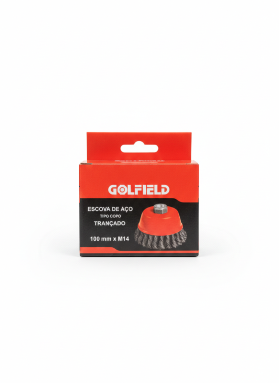 ESCOVA DE AÇO TIPO COPO 4PL TRANÇADA GOLFIELD