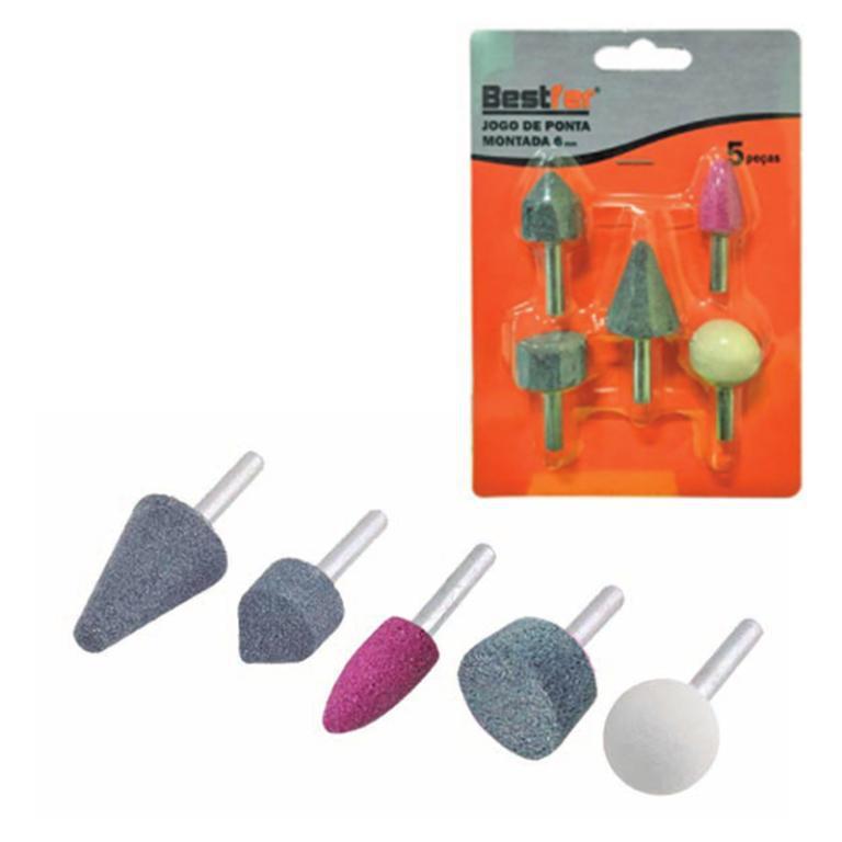 PEDRAS MOAGEM PONTA MONTADA 6MM 5PCS BESTFER