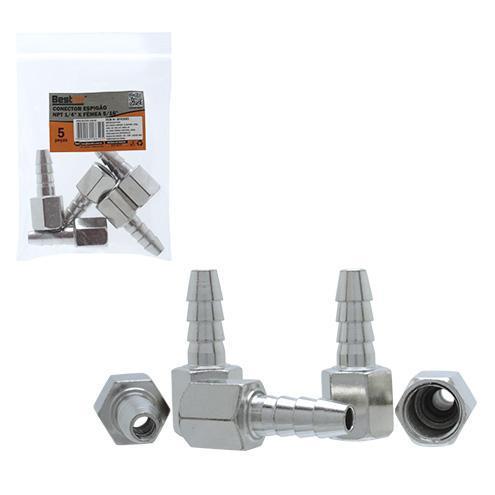 CONECTOR ESPIGAO FEMEA NPT 1/4X5/16 - 5PCS BESTFER