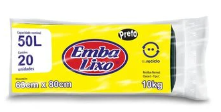 SACO LIXO PRETO EXTRA FORTE 50L  63X80CM EMBALIXO