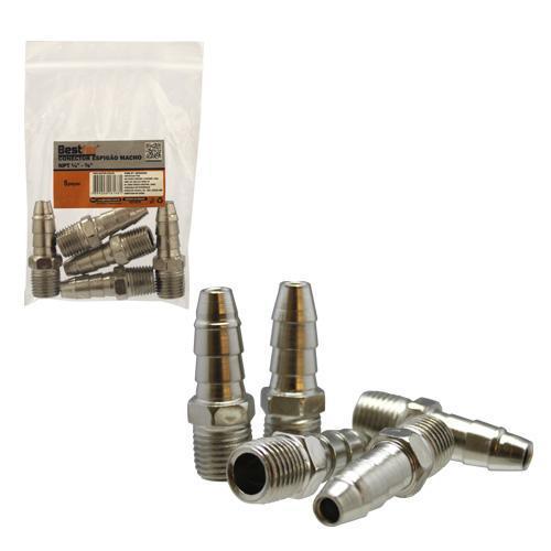 CONECTOR ESPIGAO MACHO NPT 3/8 - 5PCS BESTFER