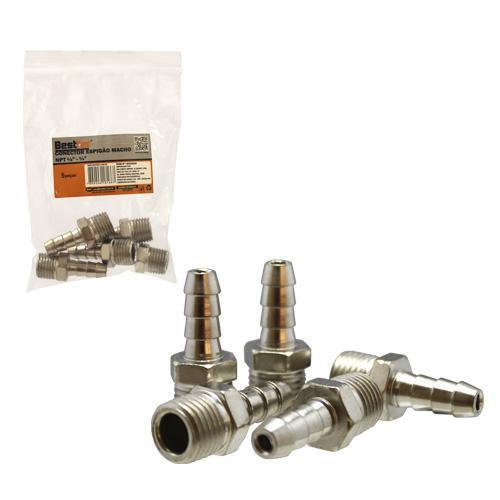 CONECTOR ESPIGAO MACHO NPT 1/4 - 5PCS BESTFER