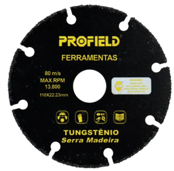 DISCO TUNGSTÊNIO PARA MADEIRA 110 X 22,22MM GOLFIELD