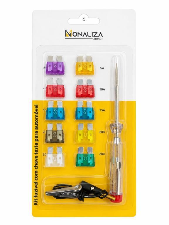 KIT FUSÍVEL C/ CHAVE TESTE PARA AUTOMOVEL MONALIZA