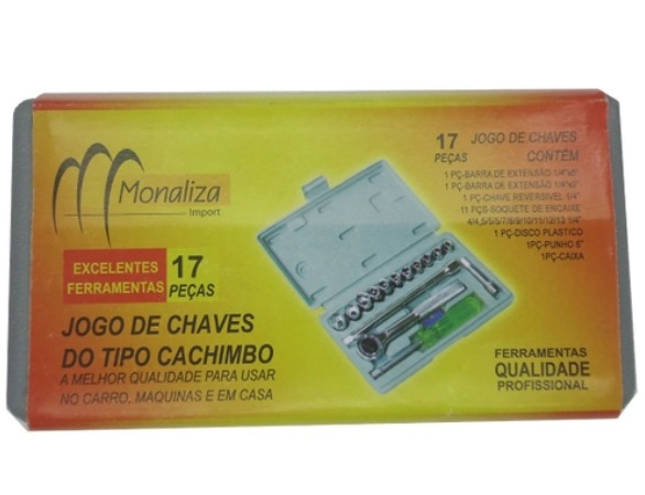 JOGO DE CHAVE CACHIMBO 17 PCS MONALIZA