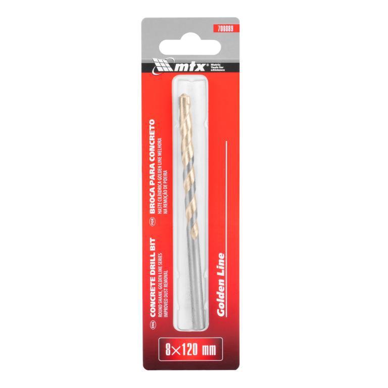 BROCA PARA CONCRETO, 8 X 120MM, HASTE CILINDRICA, GOLDEN LINE, 1PC // MTX