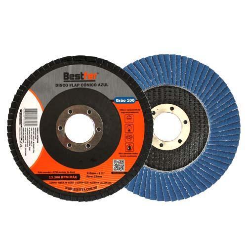 DISCO FLAP CONICO AZUL 4.5" GRAO 100 BESTFER