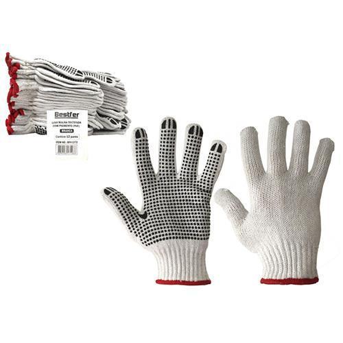 LUVA MALHA TRICOTADA 4 FIOS C/PIGMENTO SUPER BRANCA G/8 (12PÇS) BESTFER