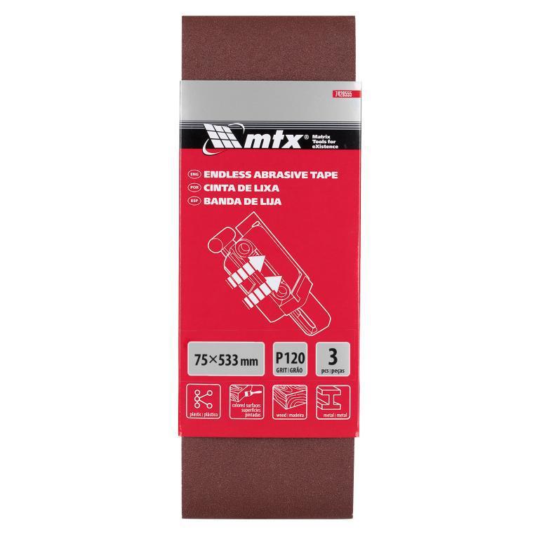 CINTA DE LIXA, GRAO 120, 533X75MM, 3PCS // MTX
