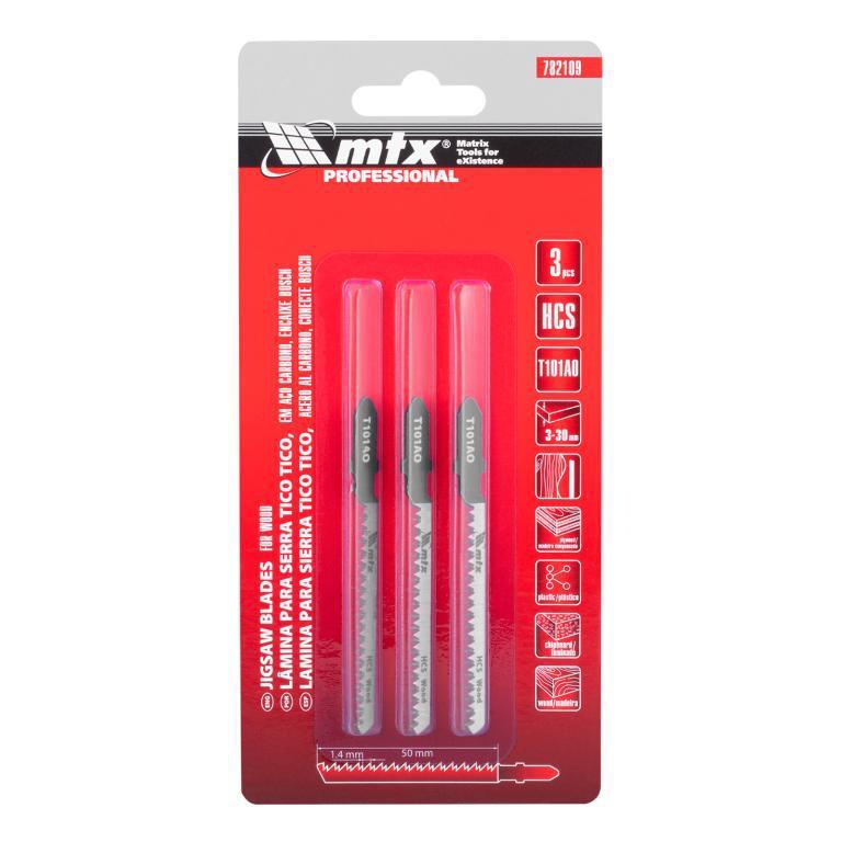 LAMINA PARA SERRA TICO-TICO, ACO CARBONO, ENCAIXE BOSCH, T101AO, 50 X 1,4MM, 3PCS // MTX