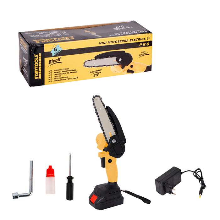 MINI MOTO SERRA ELÉTRICA 6”C/ BATERIA RECARREGÁVEL 21V