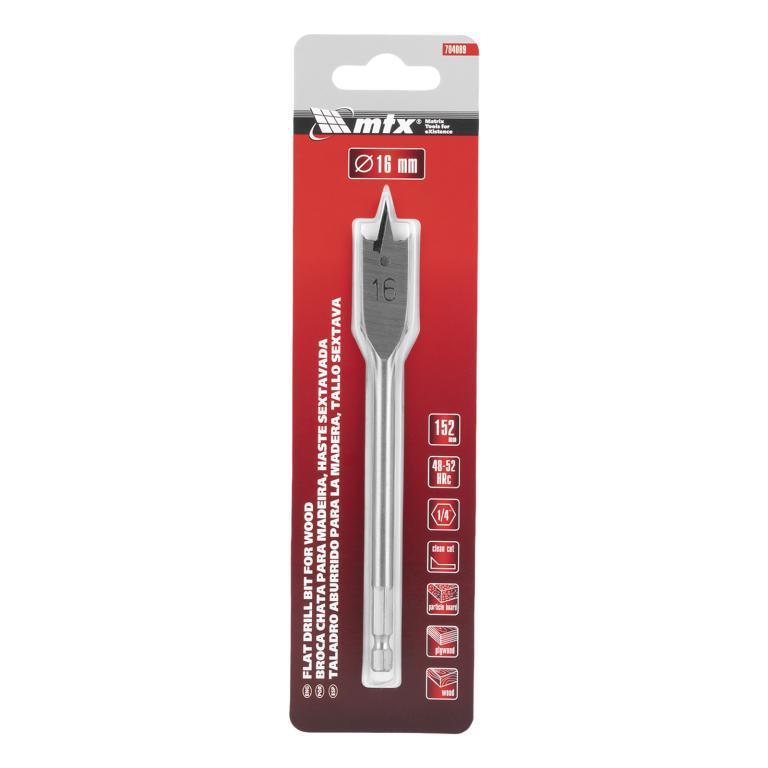 BROCA CHATA MADEIRA 16 X 150 MM HASTE SEXTAVADA MTX