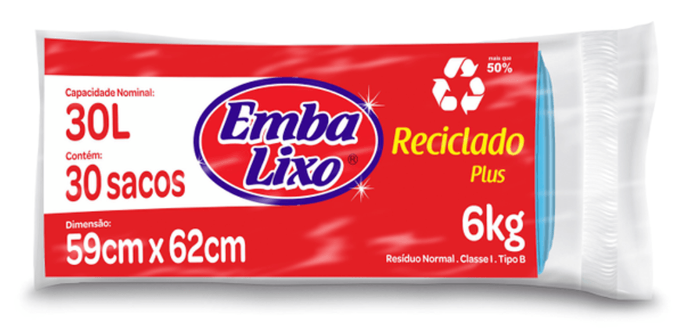 SACO LIXO RECICLADO PLUS 30L AZUL 59X62CM EMBALIXO