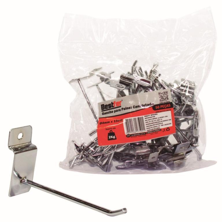 GANCHO P/PAINEL CANALETADO 4MMX15CM - 50PCS BESTFER