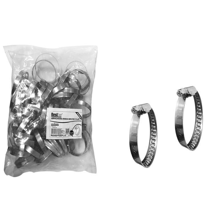 ABRACADEIRA ROSCA S/FIM 2 1/4POL - INOX (25PCS) REFORCADA BESTFER
