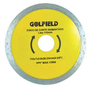 DISCO DE CORTE MÁRMORE CONTÍNUO LISO 110MM X 22,23MM GOLFIELD