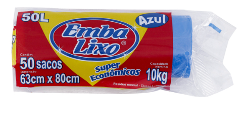 SACO LIXO RECICLADO PLUS 50L AZUL 63X80CM EMBALIXO