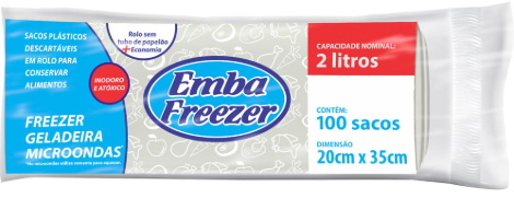 SACOS PLASTICOS EMBAFREEZER ROLO 2 LITROS 20X35CM EMBALIXO