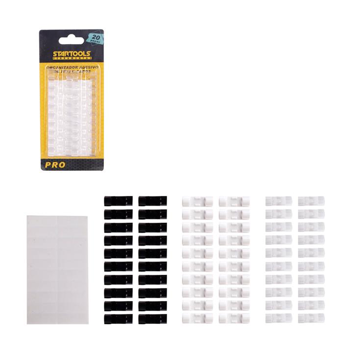 SR0536 - ORGANIZADOR ADESIVO DE FIOS E CABOS C/20PCS CX120 - 2X60