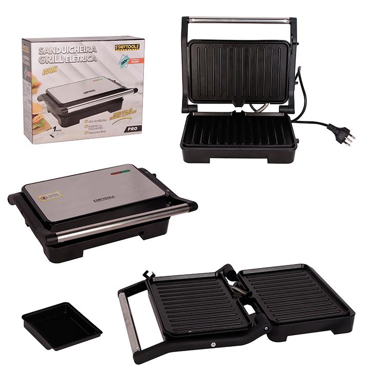 SR0767 - SANDUICHEIRA 220V /GRILL ELETRICA PRESS 1000W INOX CX4
