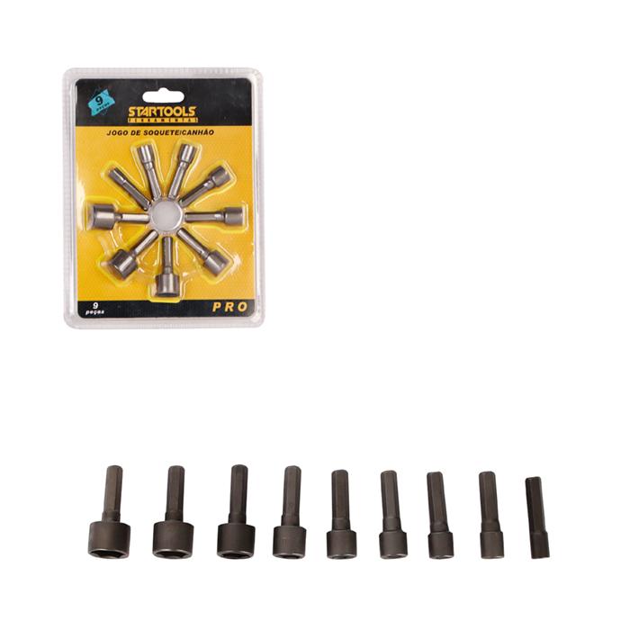 SR0469 - JOGO DE SOQUETE/CANHAO 9PCS CX72 - 2X36