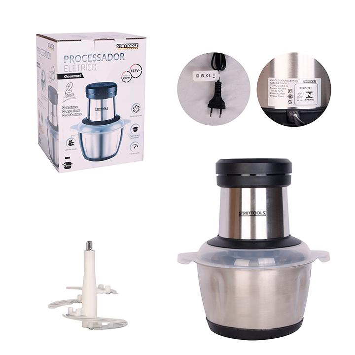 SR0989 - PROCESSADOR 2L 127V ELÉTRICO GOURMET INOX 2 VELOCIDADES CX6